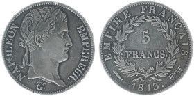 Nederland onder Napoleon (1810-1813) - 5 Francs 1813 mast (Sch. 166/R) - mintage: 212.540 ex. - a.VF