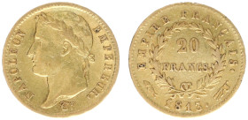 Nederland onder Napoleon (1810-1813) - 20 Francs 1813 mm. Flag (Sch. 164) - 6.39 gram - VF