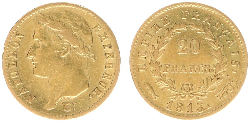 Nederland onder Napoleon (1810-1813) - 20 Francs 1813 OVER 1812 mm. Flag (Sch.- ...