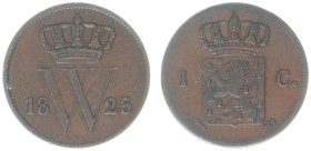 Koninkrijk NL Willem I als Soeverein-vorst (1813-1815) - 1 Cent 1823 U 'medallic strike' (Sch. 348 /RR) see Schulman page 112 - F/VF, ex collection Co...