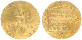 Koninkrijk NL Willem I als Soeverein-vorst (1813-1815) - Gouden dukaat 1814 (Sch. 200) - VF, somewhat wavy flan