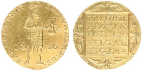Koninkrijk NL Willem I als Soeverein-vorst (1813-1815) - Gouden Dukaat 1816 (Sch. 203/R) - XF+, sm. traces of mounting, ex collection Coenen