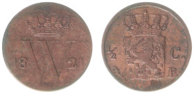 Koninkrijk NL Willem I (1815-1840) - ½ Cent 1821 B (Sch. 366/R) - F+ - RARE