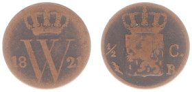 Koninkrijk NL Willem I (1815-1840) - ½ Cent 1821 B (Sch. 366/R) - G - RARE