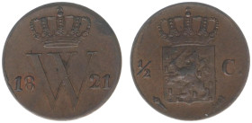 Koninkrijk NL Willem I (1815-1840) - ½ Cent 1821 U (Sch. 352) - a.VF