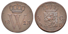 Koninkrijk NL Willem I (1815-1840) - ½ Cent 1823 B (Sch. 368) - XF/UNC