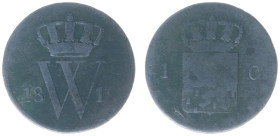 Koninkrijk NL Willem I (1815-1840) - 1 Cent 1819 U (Sch. 324/ R) - G/VG - mintage 165.000 ex - RARE