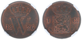 Koninkrijk NL Willem I (1815-1840) - 1 Cent 1826 B (Sch.343) - NGC MS63 BN - Cert. # 8361113-003