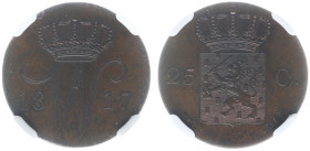 Koninkrijk NL Willem I (1815-1840) - 25 Cent 1817 U struck in bronze, with plain edge and large mint- and mintmaster's mark (Sch. 285 RR / L Sch.288a ...