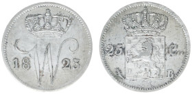 Koninkrijk NL Willem I (1815-1840) - 25 Cent 1823 B (Sch. 294) - a.VF, Ex collection Coenen