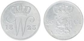 Koninkrijk NL Willem I (1815-1840) - 25 Cent 1823 B/22 OVERDATE (Sch. -) - VF