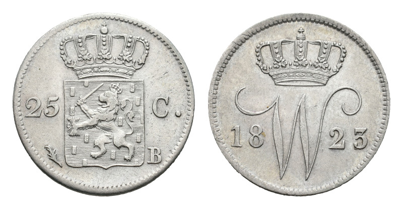 Koninkrijk NL Willem I (1815-1840) - 25 Cent 1823 B/22 OVERDATE (Sch. -) - VF