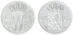Koninkrijk NL Willem I (1815-1840) - 25 Cent 1824 B (Sch. 295) -VF+