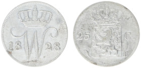 Koninkrijk NL Willem I (1815-1840) - 25 Cent 1828 B (Sch. 299/S) - F/VF, mintage 334.490 pcs.