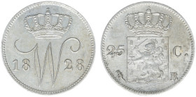 Koninkrijk NL Willem I (1815-1840) - 25 Cent 1828 B (Sch. 299/S) - a.XF, light scratch above '18', ex collection Coenen