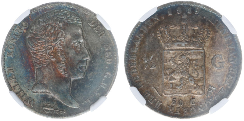 Koninkrijk NL Willem I (1815-1840) - ½ Gulden 1819 U (Sch. 280) - NGC MS62 - Cer...
