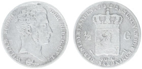 Koninkrijk NL Willem I (1815-1840) - ½ Gulden 1822 U (Sch. 281a) without name Michaut on truncation - F/F+