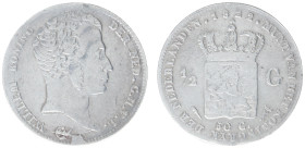 Koninkrijk NL Willem I (1815-1840) - ½ Gulden 1822 U (Sch. 281a) without name Michaut on truncation - F/VF