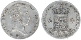 Koninkrijk NL Willem I (1815-1840) - ½ Gulden 1822 U (Sch. 281a) without name Michaut on truncation - VF