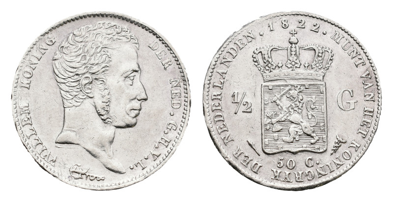 Koninkrijk NL Willem I (1815-1840) - ½ Gulden 1822 U (Sch. 281a) without name Mi...