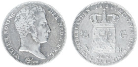 Koninkrijk NL Willem I (1815-1840) - ½ Gulden 1829 B/1823 OVERDATE (Sch. 282) - F/VF