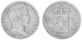 Koninkrijk NL Willem I (1815-1840) - ½ Gulden 1829 B/1823 OVERDATE (Sch. 282) - F/VF