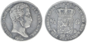 Koninkrijk NL Willem I (1815-1840) - ½ Gulden 1830 B altered date from 182_ (cf. Sch. 283) - F/VF