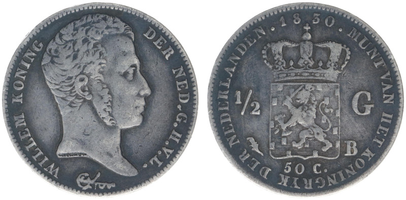 Koninkrijk NL Willem I (1815-1840) - ½ Gulden 1830 B altered date from 182_ (cf....