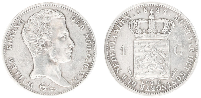 Koninkrijk NL Willem I (1815-1840) - 1 Gulden 1824 U (Sch. 264) - VF+