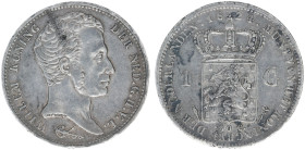 Koninkrijk NL Willem I (1815-1840) - 1 Gulden 1824 U (Sch. 264) - VF+, flan defects and black spots