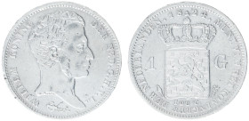 Koninkrijk NL Willem I (1815-1840) - 1 Gulden 1824 U with dash between crown and coat of arms (Sch. 264a) - a.VF, edge knicks on obv.