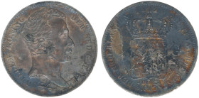 Koninkrijk NL Willem I (1815-1840) - 1 Gulden 1824 U with dash between crown and coat of arms (Sch. 264a) - VF+, irregular patina