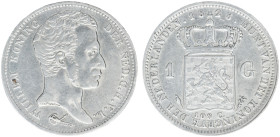 Koninkrijk NL Willem I (1815-1840) - 1 Gulden 1828 U (Sch. 265/R) - VF, cleaned, RARE