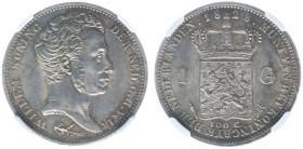 Koninkrijk NL Willem I (1815-1840) - 1 Gulden 1828 U (Sch. 265/R) - NGC MS64 - Cert. # 8361721-002 - NGC: Top Pop - Superbe specimen, satiny fields an...