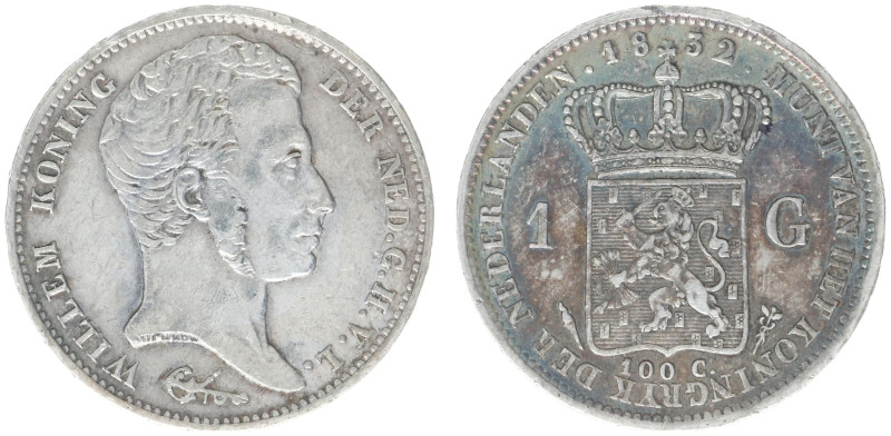 Koninkrijk NL Willem I (1815-1840) - 1 Gulden 1832 (Sch. 267) - VF+, colourful t...