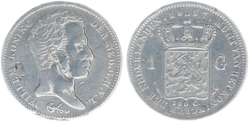Koninkrijk NL Willem I (1815-1840) - 1 Gulden 1837 (Sch. 268) - F/VF