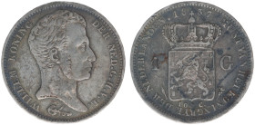 Koninkrijk NL Willem I (1815-1840) - 1 Gulden 1837 (Sch. 268) - a.VF, black spots and stripes on rev.