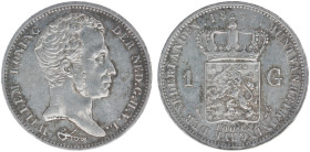 Koninkrijk NL Willem I (1815-1840) - 1 Gulden 1837 (Sch. 268) - VF+, variety with lower placed '37'