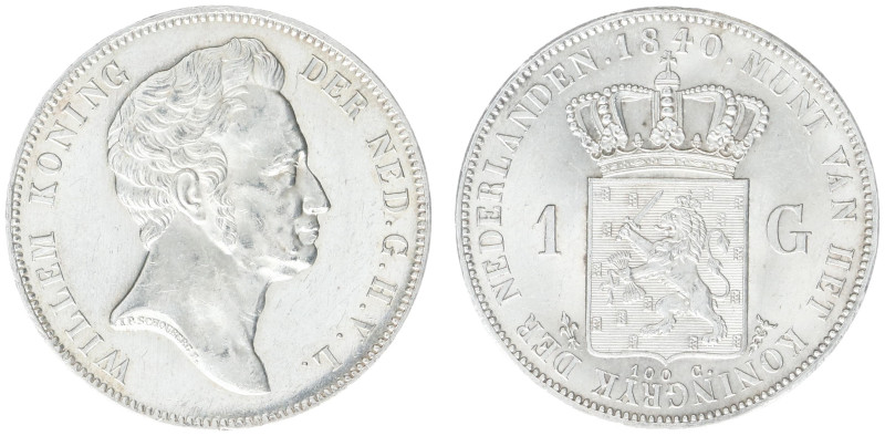 Koninkrijk NL Willem I (1815-1840) - 1 Gulden 1840 (Sch. 278) - UNC, some hairli...