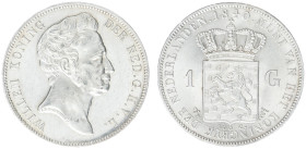 Koninkrijk NL Willem I (1815-1840) - 1 Gulden 1840 (Sch. 278) - UNC, some hairlines, first strike with prooflike appearance, a beauty (ex F.C. Plieste...