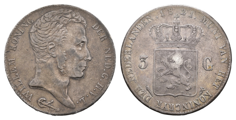 Koninkrijk NL Willem I (1815-1840) - 3 Gulden 1821 U (Sch. 243) - a.VF, ex colle...