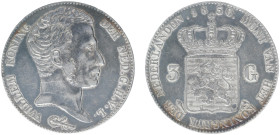 Koninkrijk NL Willem I (1815-1840) - 3 Gulden 1830 U/1824 OVERDATE (Sch. 248b) - a.XF, edge dent on rev.