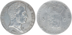 Koninkrijk NL Willem I (1815-1840) - 3 Gulden 1832/21 OVERDATE (Sch. 250c) - a.VF, traces of mounting