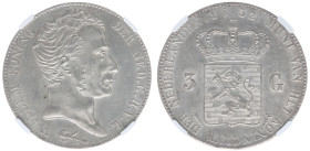 Koninkrijk NL Willem I (1815-1840) - 3 Gulden 1832/24 OVERDATE (Sch. 250a) - in NGC slab #8358563-004 - MS 62