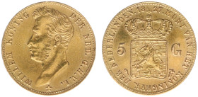 Koninkrijk NL Willem I (1815-1840) - 5 Gulden 1827 U (Sch. 196) - VF+, polished and damage to the edge