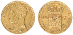 Koninkrijk NL Willem I (1815-1840) - 10 Gulden 1823 U (Sch. 178) - Gold - XF-, with clamp marks on edge