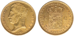 Koninkrijk NL Willem I (1815-1840) - 10 Gulden 1824 B (Sch. 190) - Gold - VF+, damage to the edge
