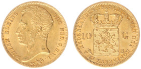 Koninkrijk NL Willem I (1815-1840) - 10 Gulden 1824 B (Sch. 190) - Gold - XF-, with minor clamp marks on the edge