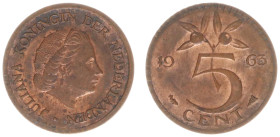 Misslagen en afwijkingen Koninkrijk NL - 5 cent 1963 (Sch. 1212) A higly interesting mint error: pearl border on reverse - Struck with newly prepared ...