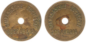 Plantagegeld / Plantation tokens - Different Dutch East Indies and Asian tokens - Simpangsche Societeit - Java, brass token (6.65 g.; 27 mm.) SIMPANGS...